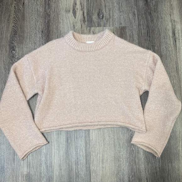H&M pink glittery crop sweater, med, NWOT - Picture 6 of 9